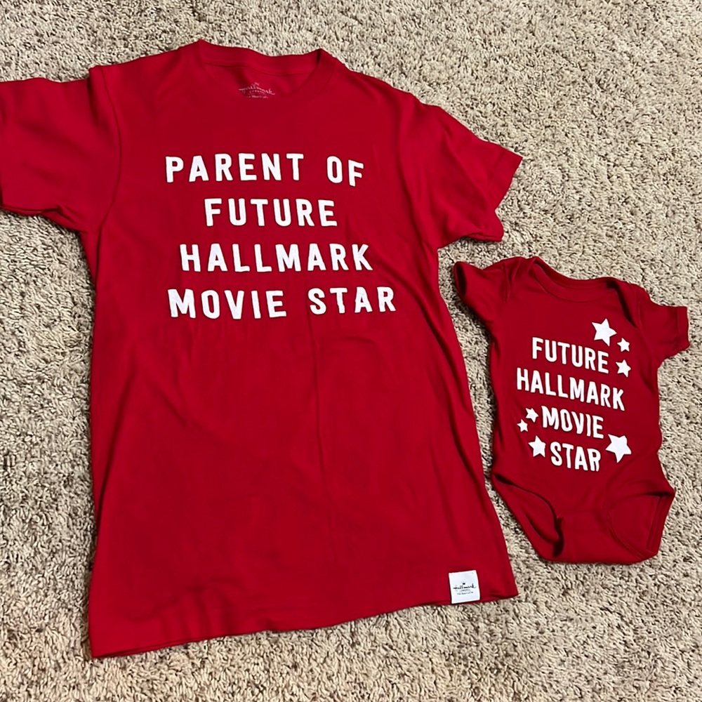 BRAND NEW Hallmark Channel Matching Adult size S tee & infant 6-12M bodysuit set